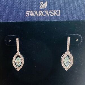 NWT Swarovski Silver and Aqua Crystal Earrings